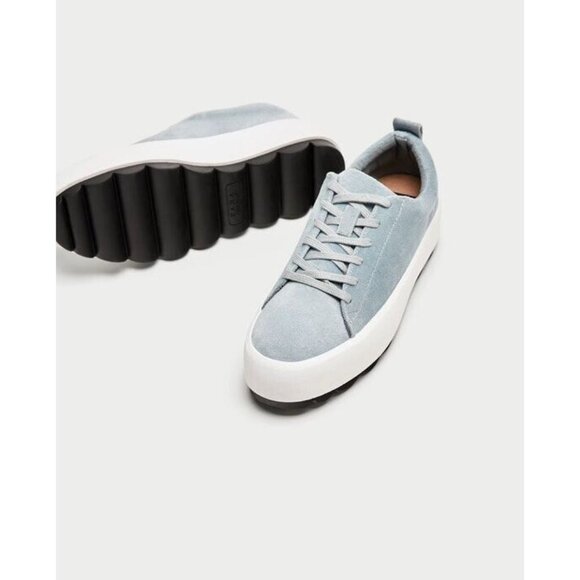 Zara Shoes - Zara Platform Sneakers Bamba Sky Blue Velvet Platform Shoes SZ 40 US 9